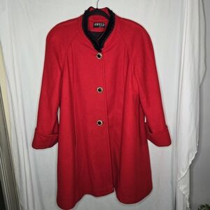 Vintage Jofeld Women's Long Wool Coat Red Large Old Money Mob Wife USA Capsule‎